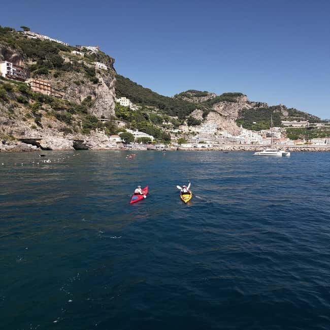Amalfi Coast: Kayak & Snorkeling tour, sea caves and beach - From Moorea Beach Club out to Atrani: the route that makes sense