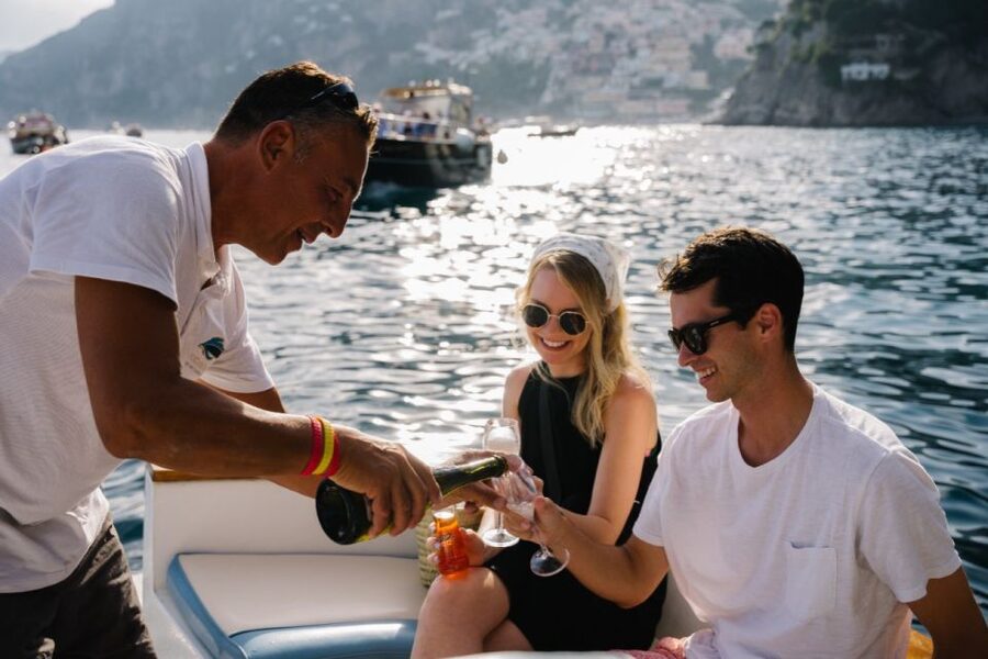 From Positano: Amalfi Coast Sunset Cruise - Group Tour - Fiordo di Furore aperitif stop: where the cliffs feel even closer