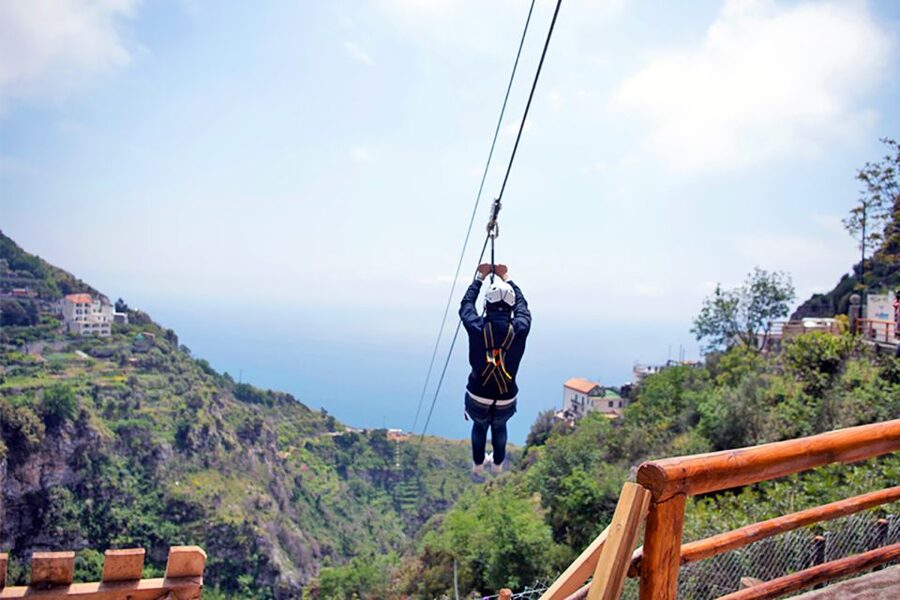 Furore: Flight of the Angel Zipline Experience - Basecamp Details at Zipline Italia: shade, bar, and terrace views