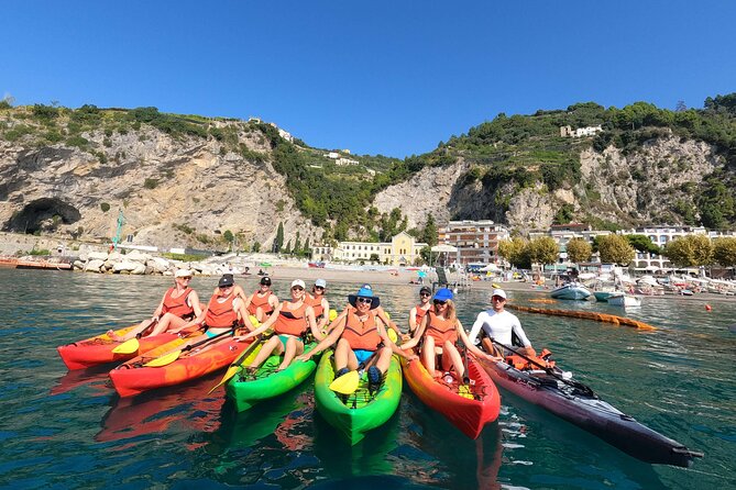 Maiori: Kayaking & Snorkeling tour along the Amalfi Coast - Heading toward Atrani: cliffs, lemon spots, and real scale